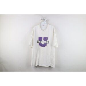 Vintage 90s Streetwear Mens 2XL XXL Distressed You Gotta Be U T-Shirt White